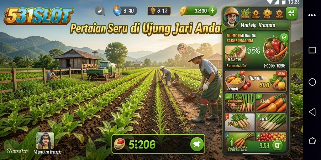 Tampilan gameplay 531SLOT dengan aktivitas pertanian menarik.