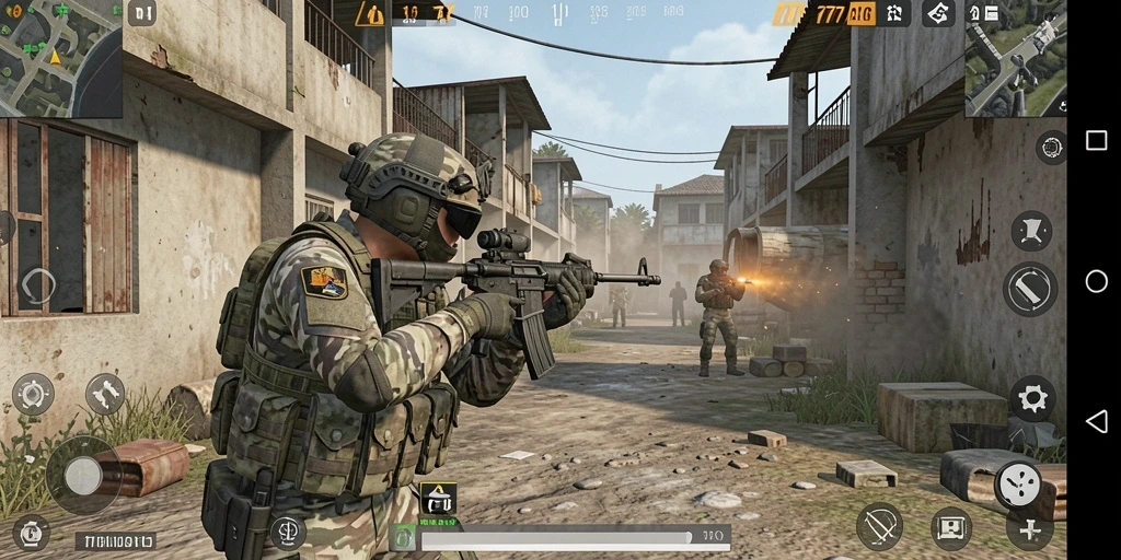Tangkapan layar menampilkan aksi intens dalam permainan FPS 777AG.