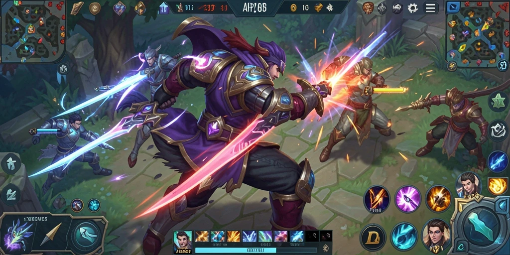 Tampilan gameplay dinamis dan seru dalam API288 yang penuh strategi MOBA.
