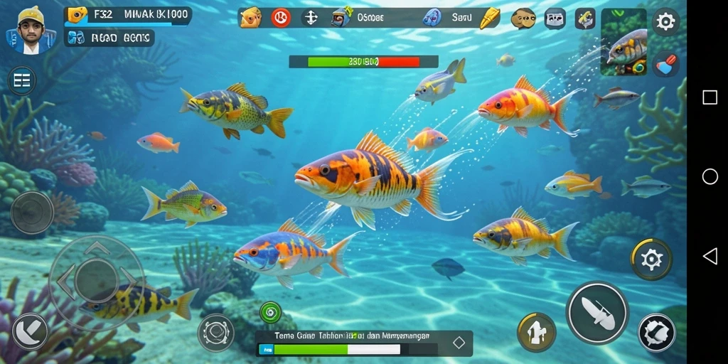 Screenshot gameplay F32 menunjukkan suasana seru permainan Tembak Ikan.