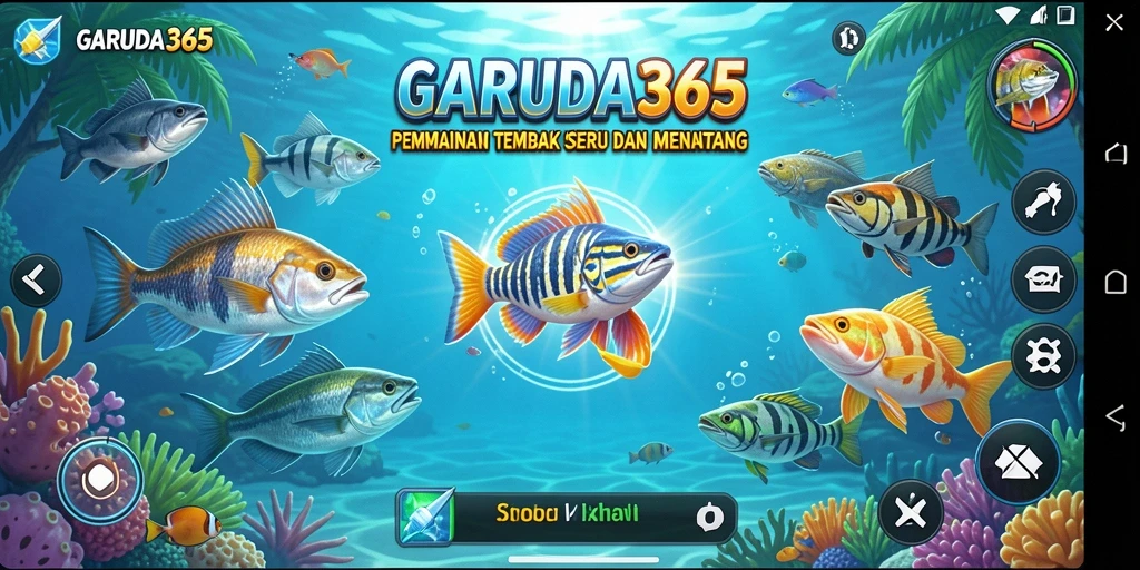 Tampilan gameplay GARUDA365 yang seru saat menembak ikan.