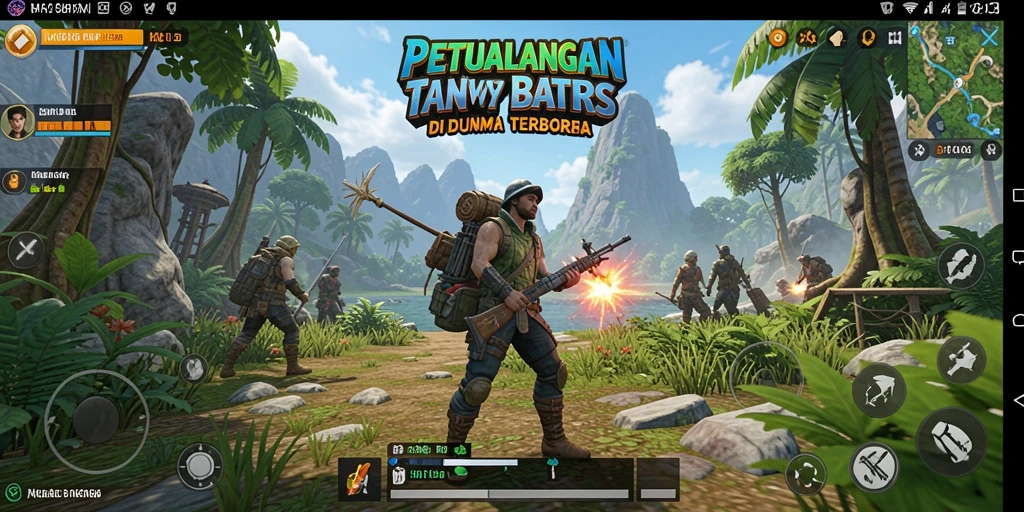 Screenshot gameplay MPO08 menampilkan petualangan di dunia terbuka.