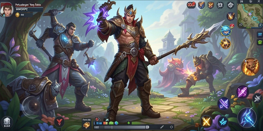 Screenshot OLX888 menunjukkan aksi seru dalam pertempuran MMORPG.