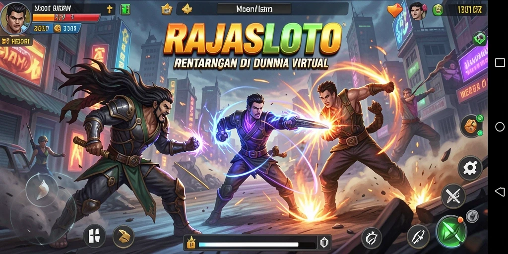 Tampilan seru gameplay RAJASLOTO dengan pertarungan intens.
