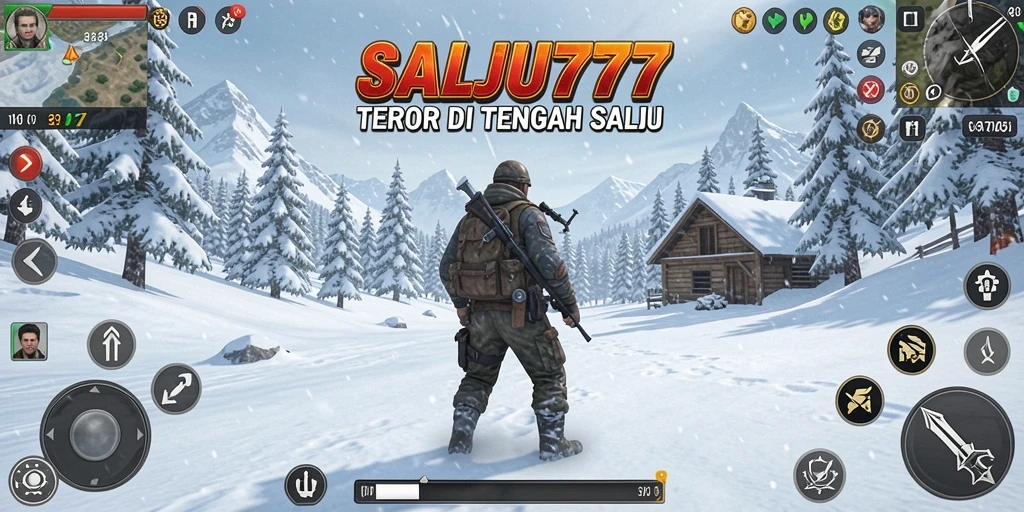 Tampilan menegangkan gameplay SALJU777 di tengah kegelapan.