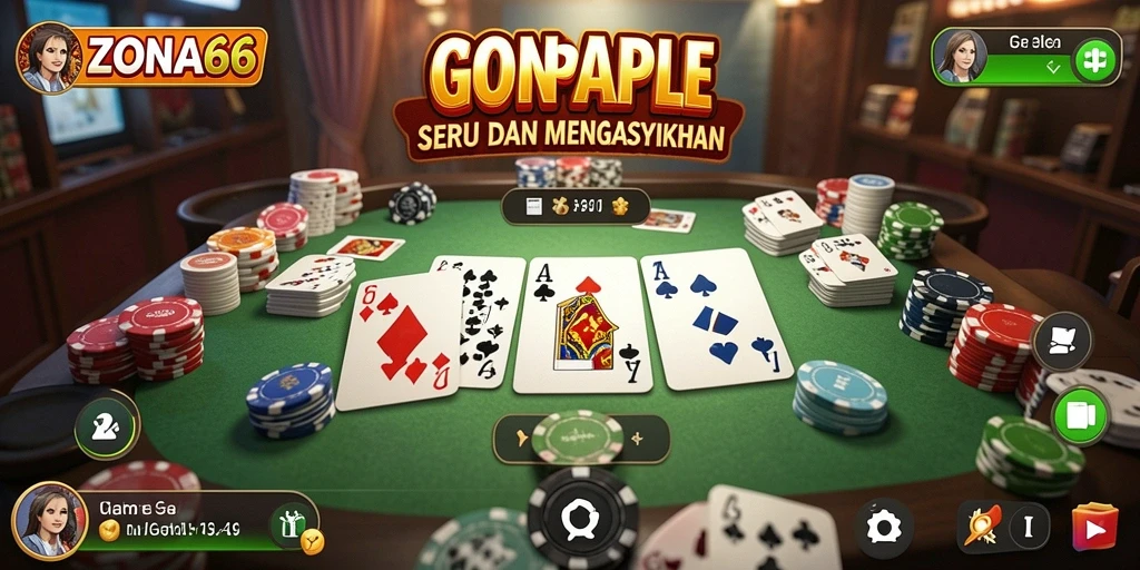 Tampilan screenshot ZONA66 menampilkan gameplay Gaple yang mendebarkan.